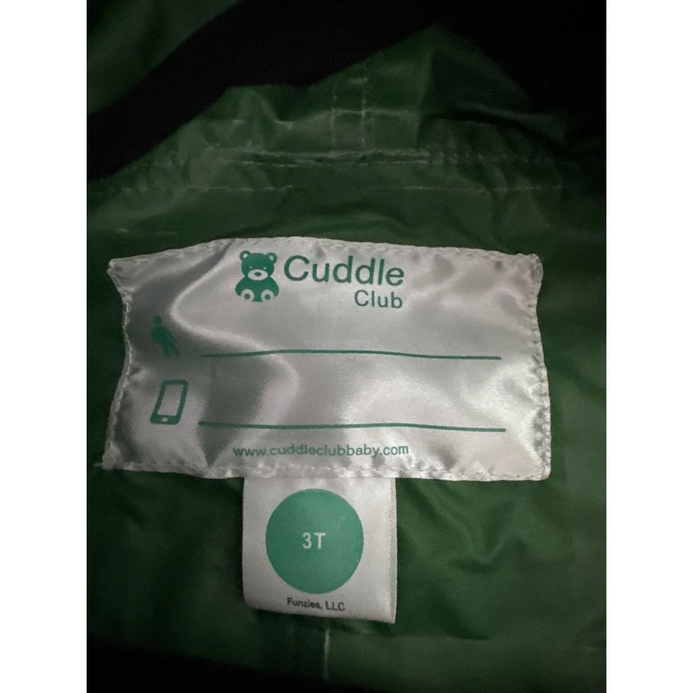 Cuddle Club One Piece Kids Rain Suit Waterproof Hooded Green Dino Toddler 3T